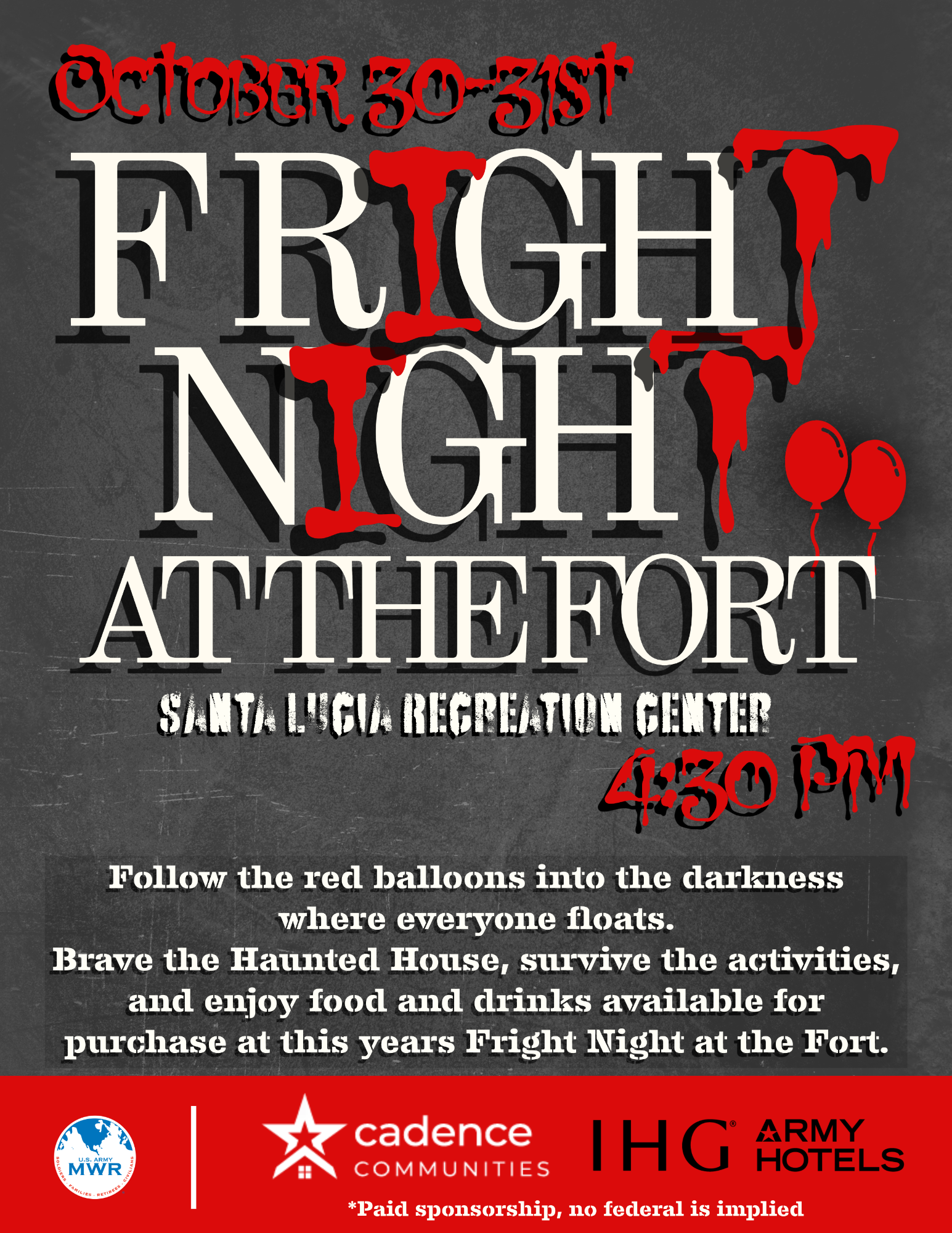 Fright Night flyer that states the event will be on October 30th at 4:30 PM.
